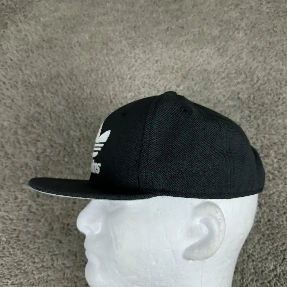 Adidas Originals Hat Boys One Size Black White Trefoil Snapback Cap Kids